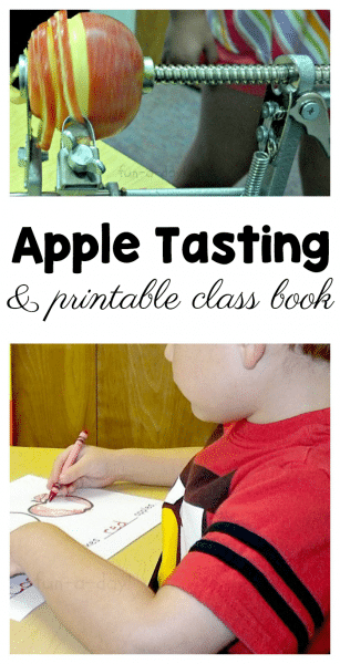 5 senses apple activity - explore and taste test apples and grab a free printable class book