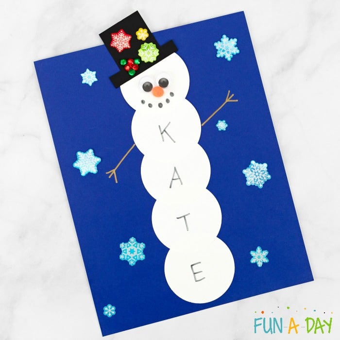 Name snowman winter craft - Kate