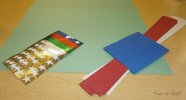 American flag craft with kids, American flag craft with preschoolers, Preschool America theme