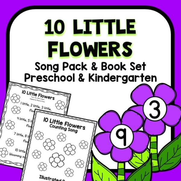 Ten little flowers song pack and book set preschool resource cover.