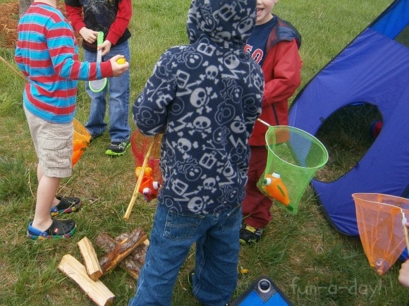 Pretend play for a preschool camping theme