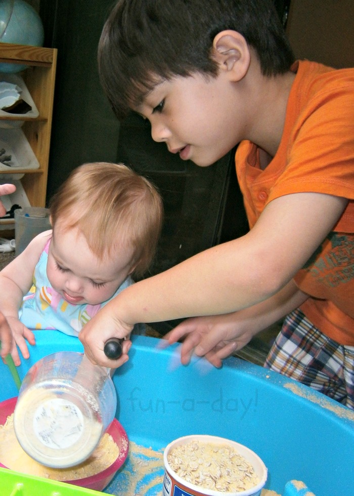 Pretend Play and Sensory Activities with Grits