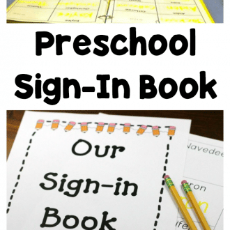 Free printable preschool sign-in book for name writing in the classroom