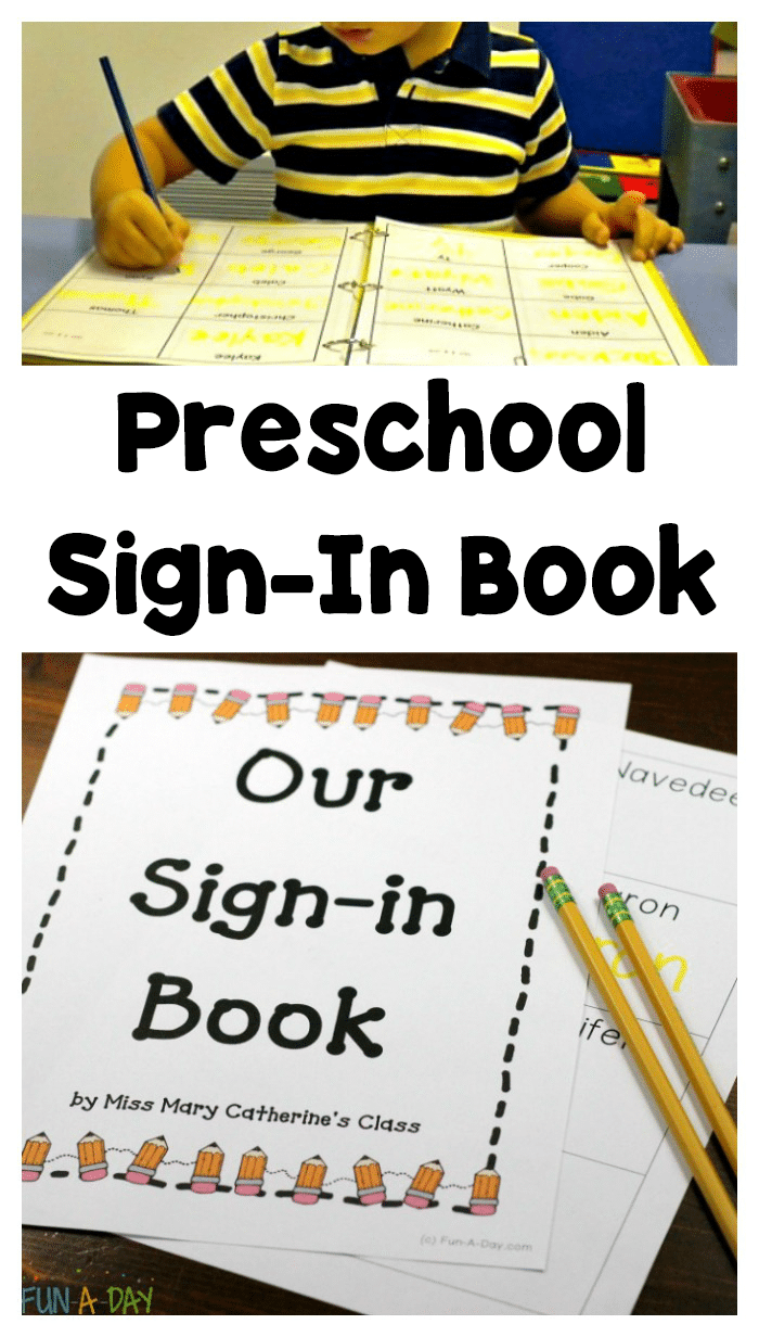 Use the free printable preschool sign in sheets to make a class sign in book