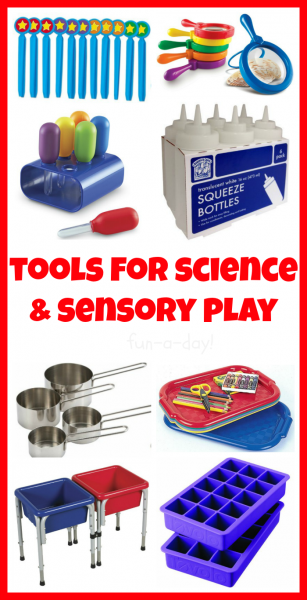 15 Tools for Fun Science Experiments and Sensory Play from www.fun-a-day.com