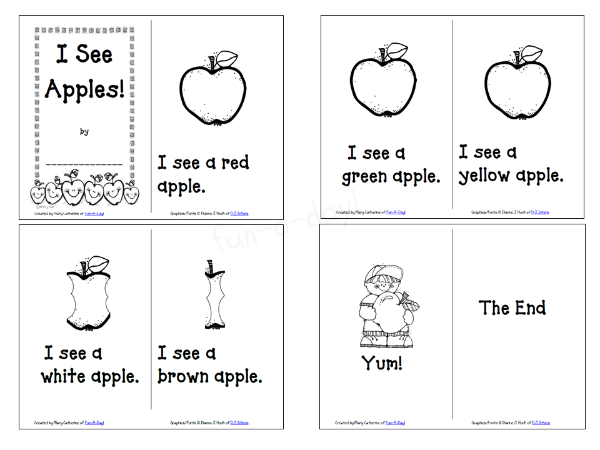 Printable apple book for preschool and kindergarten