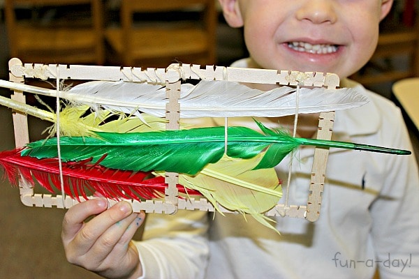 Fall Weaving in Preschool – Weaving with Feathers!