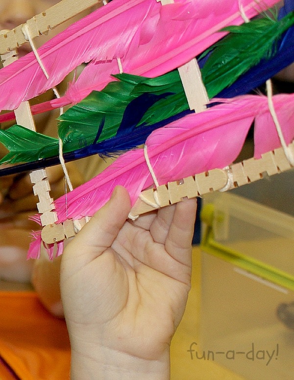 Fall Weaving in Preschool – Weaving with Feathers!