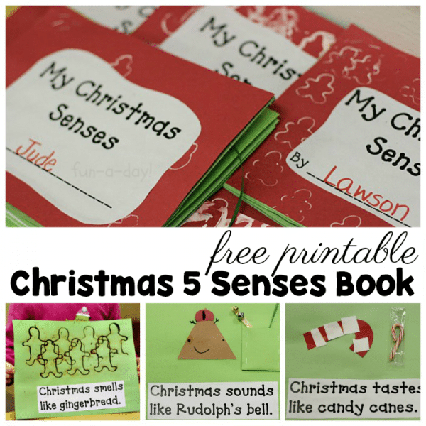 christmas activities for preschoolers - 5 senses book