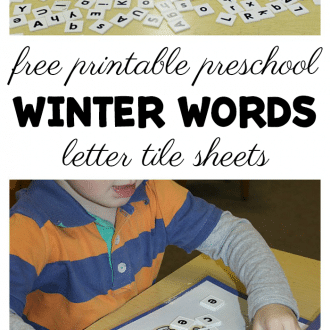 Free printable preschool winter words letter tile sheets