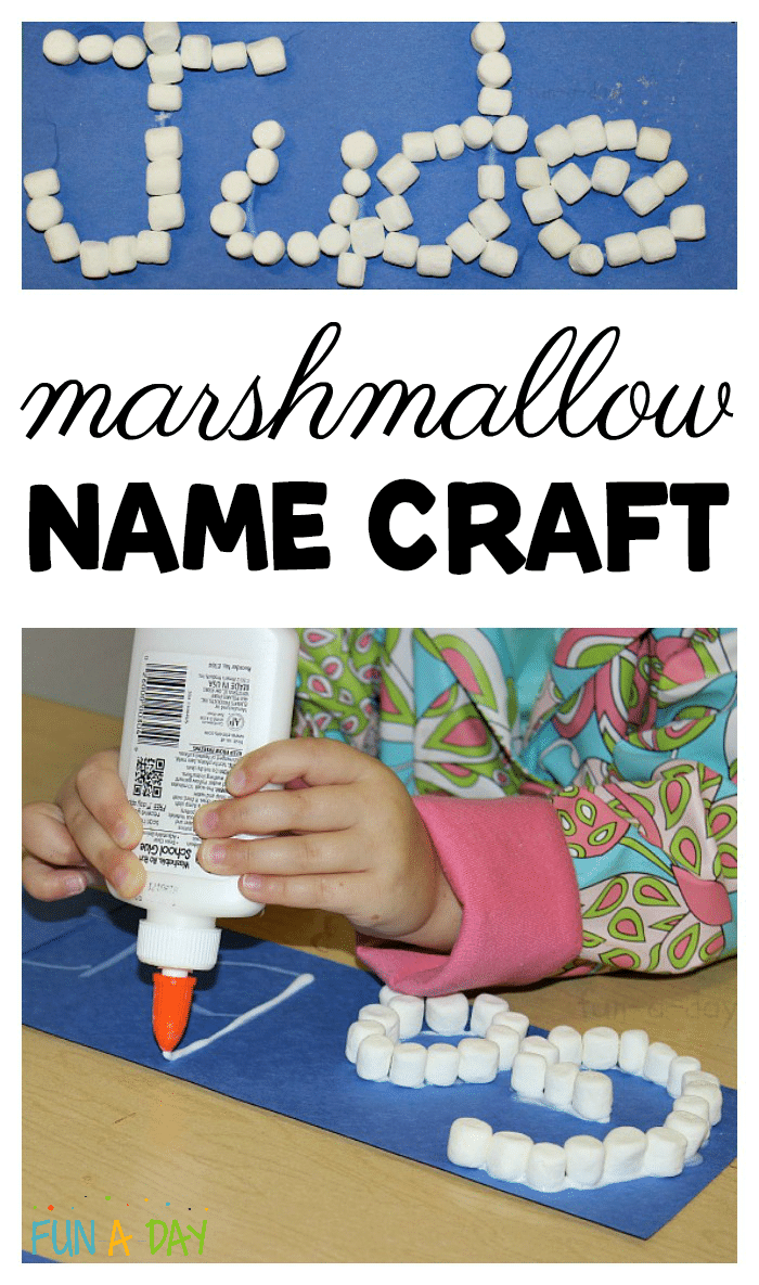 Name marshmallow craft for preschool and kindergarten