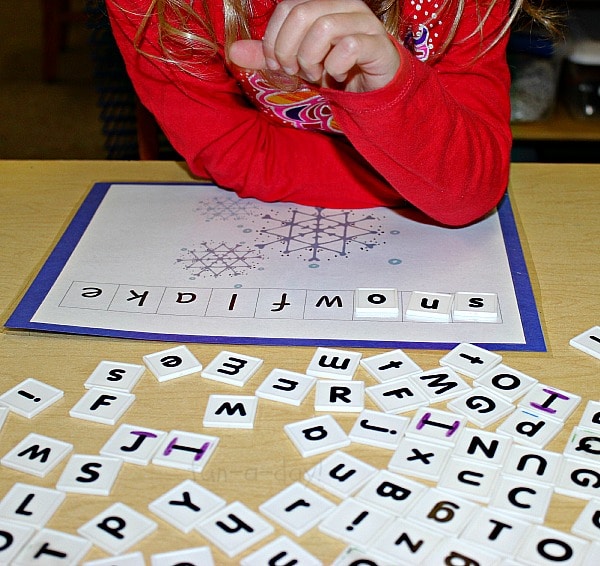 Preschool winter words and letter tiles