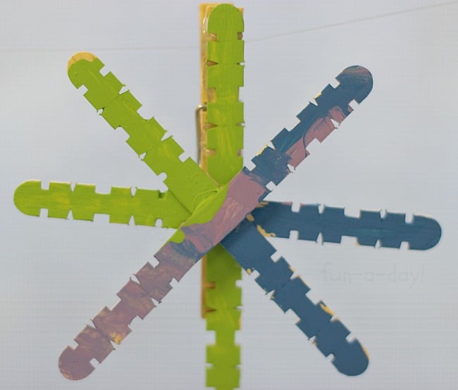 Winter Crafts - Colorful Popsicle Stick Snowflakes