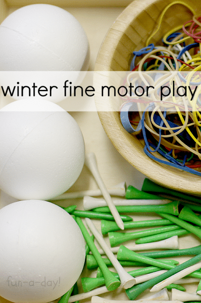 Winter Fine Motor Play with Styrofoam 