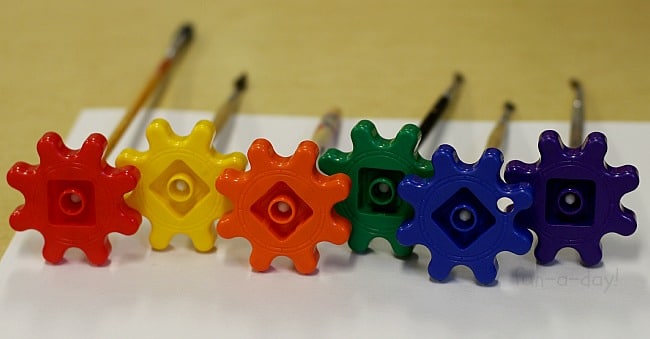 Preschool Art Projects - colorful gears ready for painting