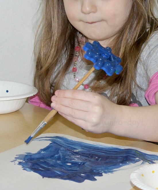 Preschool Art Projects - Painting with Gears