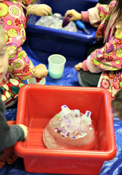 A preschool science activity exploring how to melt ice castles and rescue the ice princess