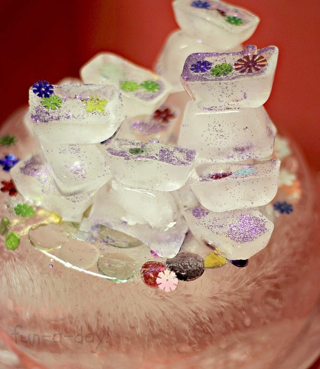 This preschool science activity included ice castles from the movie 