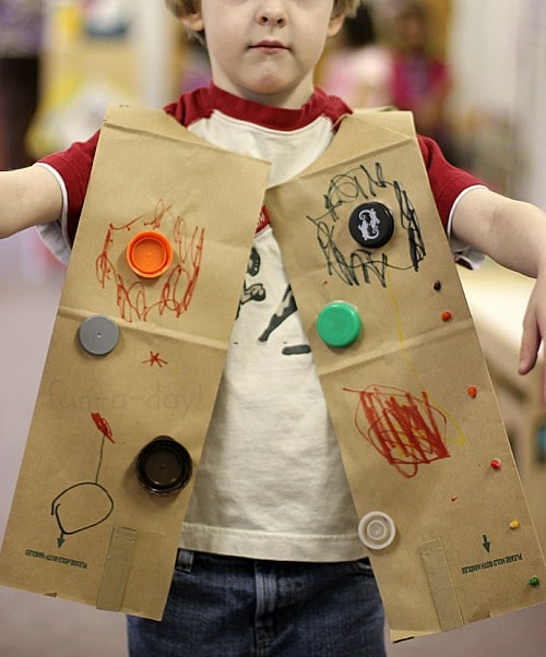 pretending to be a zombie robot - Easy Robot Craft Made from Recycled Materials