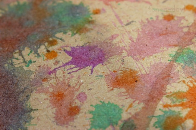 close up look at preschool art - splat painting with pompoms