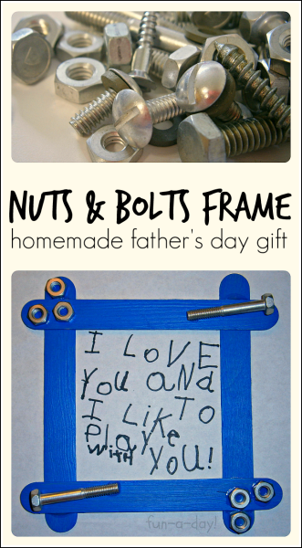 a nuts and bolts frame is a great homemade father's day gift