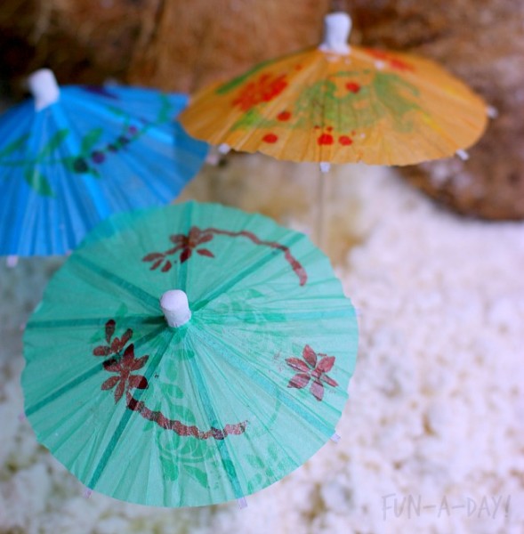 coconut cloud dough is even more fun with tiny umbrellas