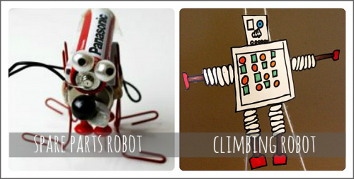spare parts robot and climbing robot are 2 robot activities kids are sure to love