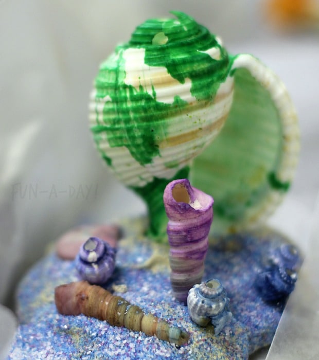 colorful shell sculptures