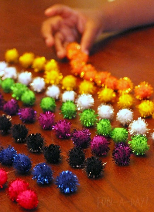 firework math activity - graphing pompoms