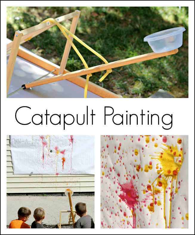 Catapult painting - fun art activity for kids