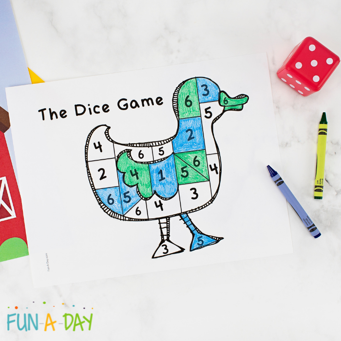 one of our favorite farm math games a printable duck dice game 