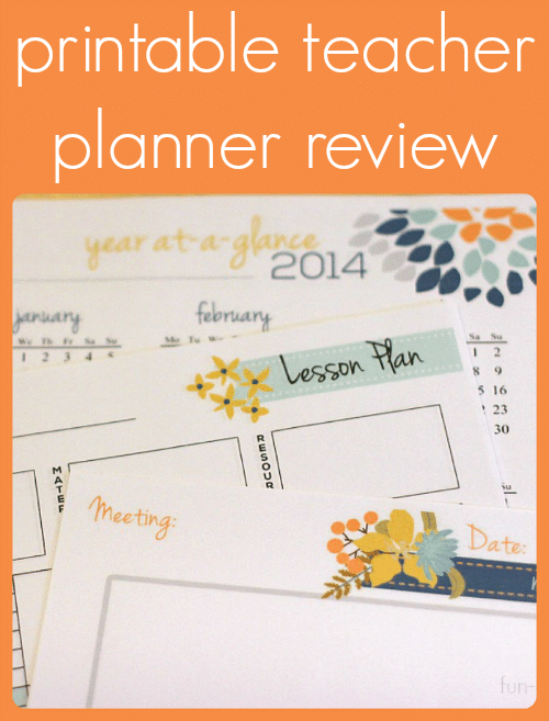 a printable teacher planner review from fun-a-day