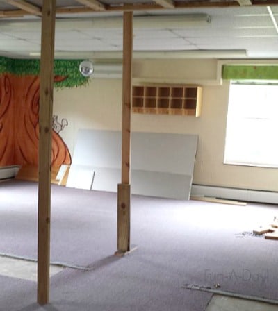 A cell phone picture of my preschool classroom in the midst of renovations