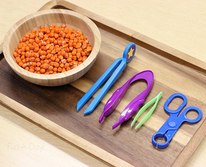 Fine Motor Tools to Use with a Pumpkin Activity for Preschool