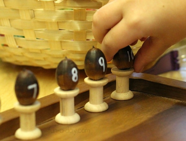 fine motor skills with fall math activities and number acorns