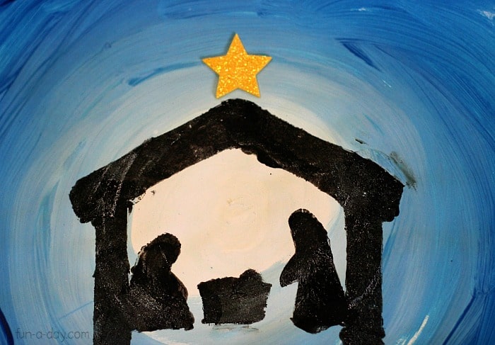 Christmas art for kids - Nativity scene with various art processes