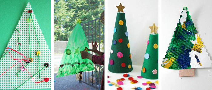 four different christmas tree activities