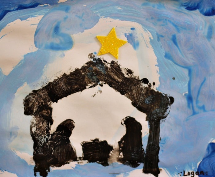 Process-based Nativity Christmas art for kids