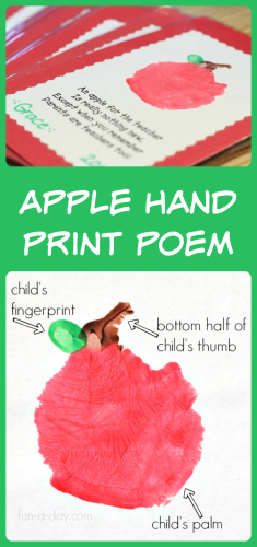 parent appreciation ideas - apple hand print poem