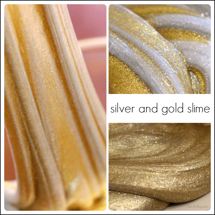 Gold and silver homemade slime recipes for kids