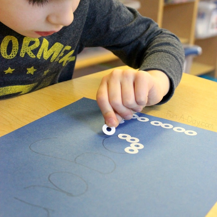 Preschool literacy activity that's perfect for practicing fine motor skills