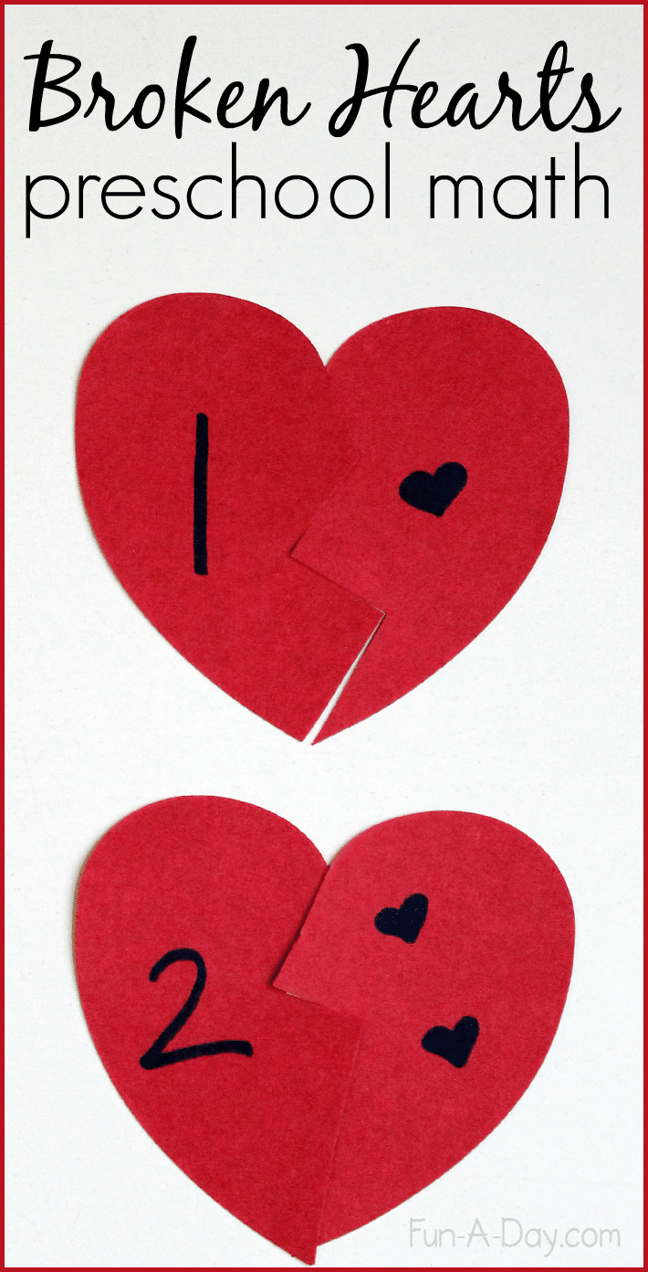 Broken Hearts Valentine Math Activity for Preschoolers