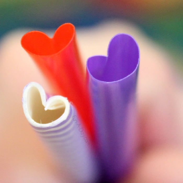 Heart straw art for Valentine's Day