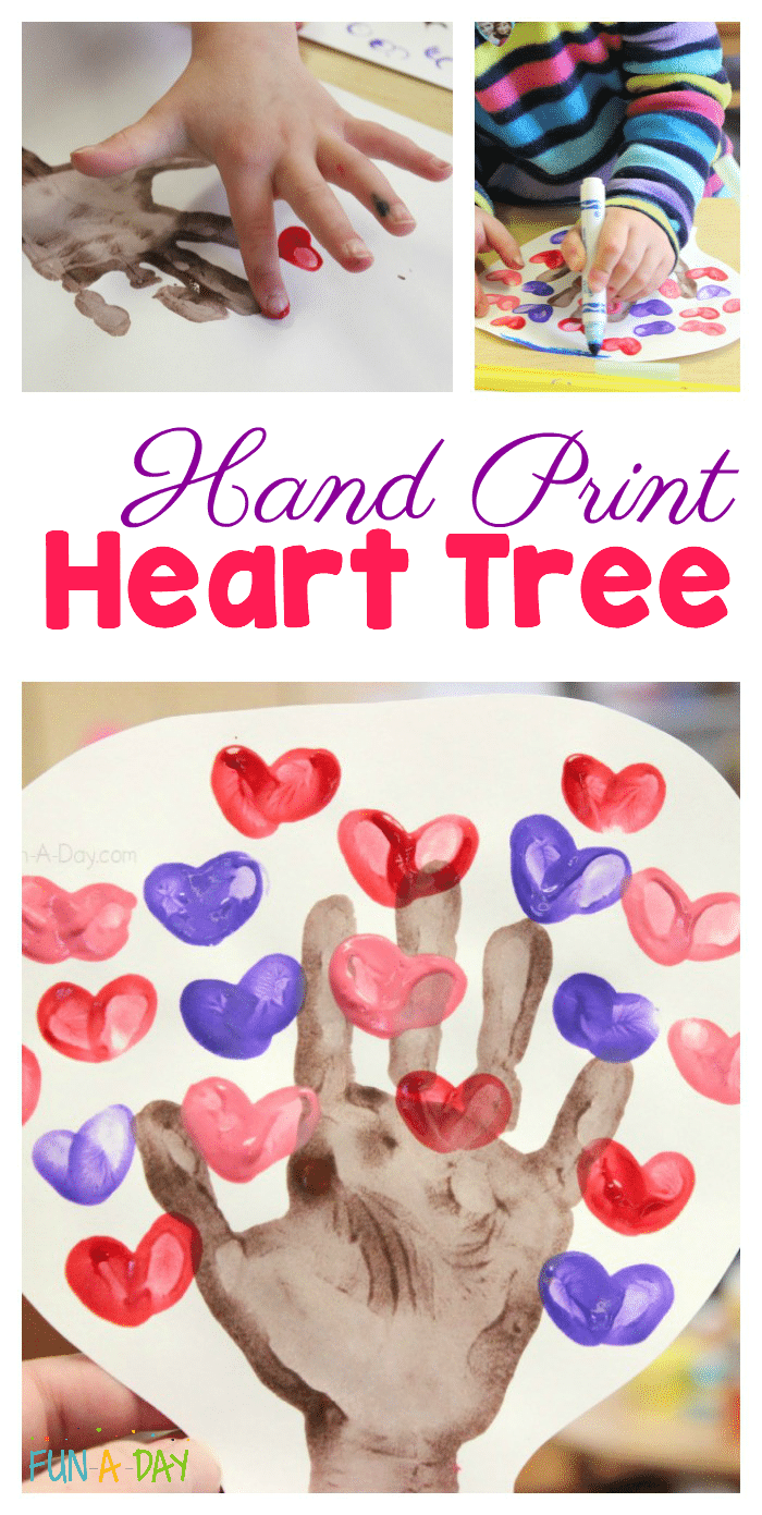 Help the kids make a hand print heart tree - This valentine hand print craft is easy and fun for the kids