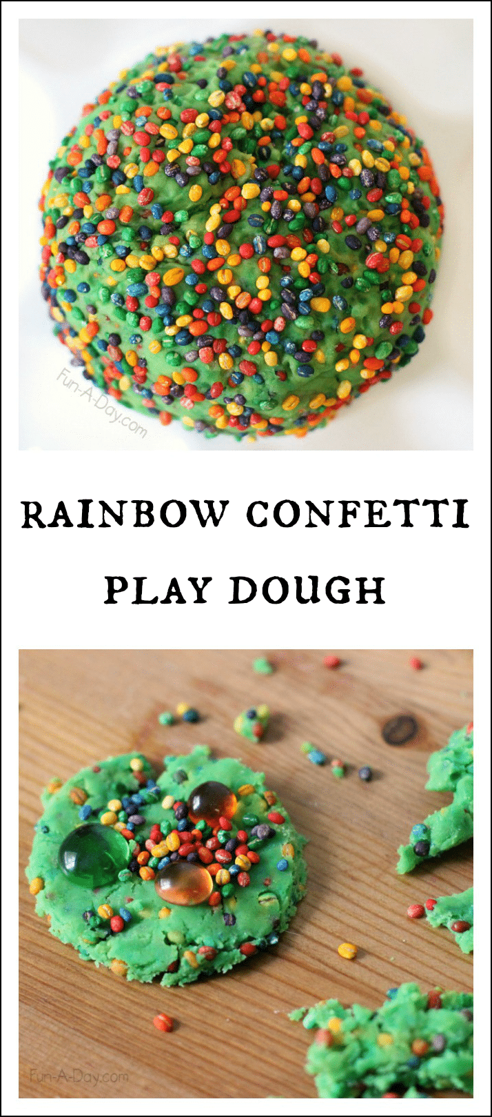 Rainbow confetti play dough - colorful play dough for kids that has a cool texture to it