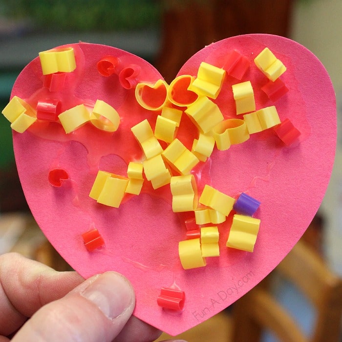Unusual and fun Valentine's Day straw art for kids