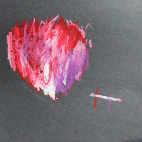 Valentine's Day craft that encourages children to explore mixed media