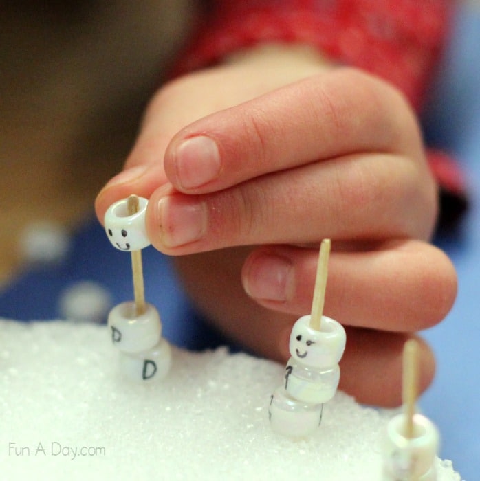 preschool letter activities with ABC snowmen work kids' fine motor skills