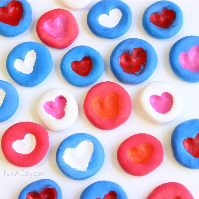 lots of colorful heart fingerprint magnets gifts close up
