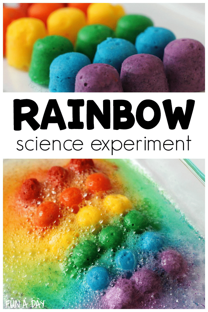 pictures of rainbow activity with text that reads rainbow science experiment